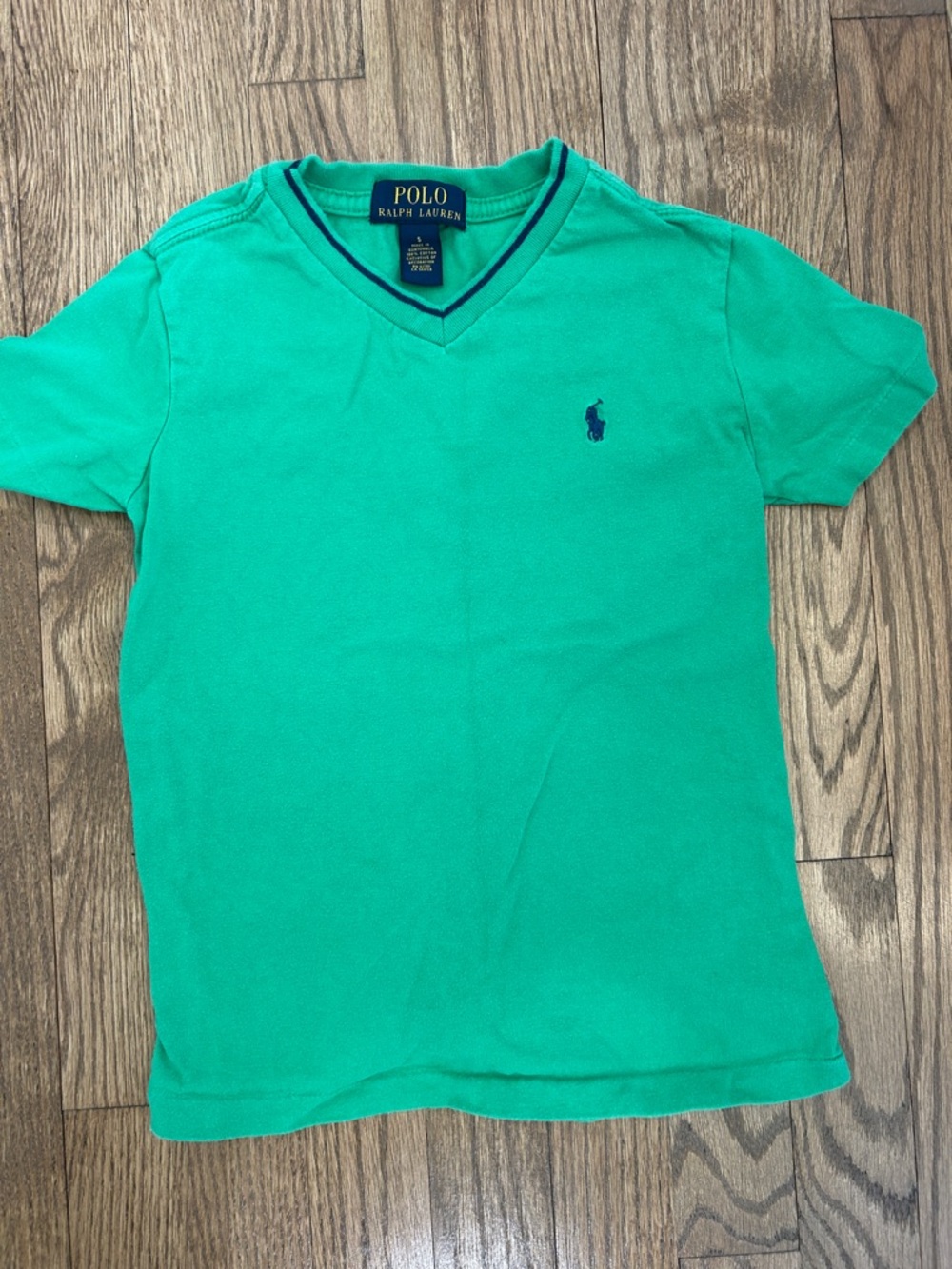 Polo by Ralph Lauren Boys' green V-Neck Tee with Navy Pony
